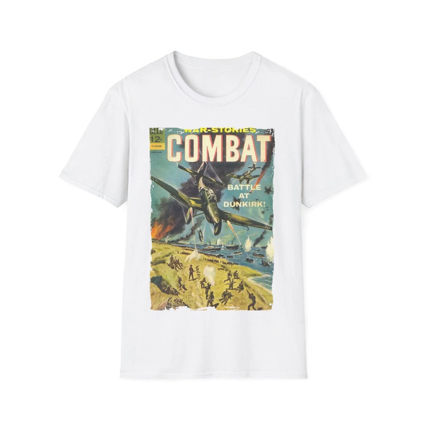 Close-up of the Combat March 1965 unisex softstyle T-shirt fabric showing smooth cotton blend texture and relaxed fit collar