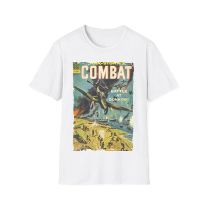 Close-up of the Combat March 1965 unisex softstyle T-shirt fabric showing smooth cotton blend texture and relaxed fit collar