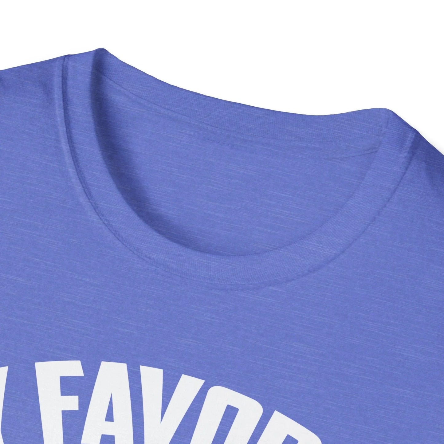 Close-up of the unisex softstyle T-shirt fabric showing the smooth, relaxed fit in Heather Gray with visible stitching