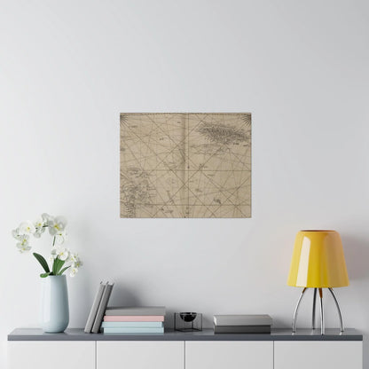 Close-up of the tropical island map detail highlighting Jamaica and Cape Gracias a Rios labels on textured canvas surface