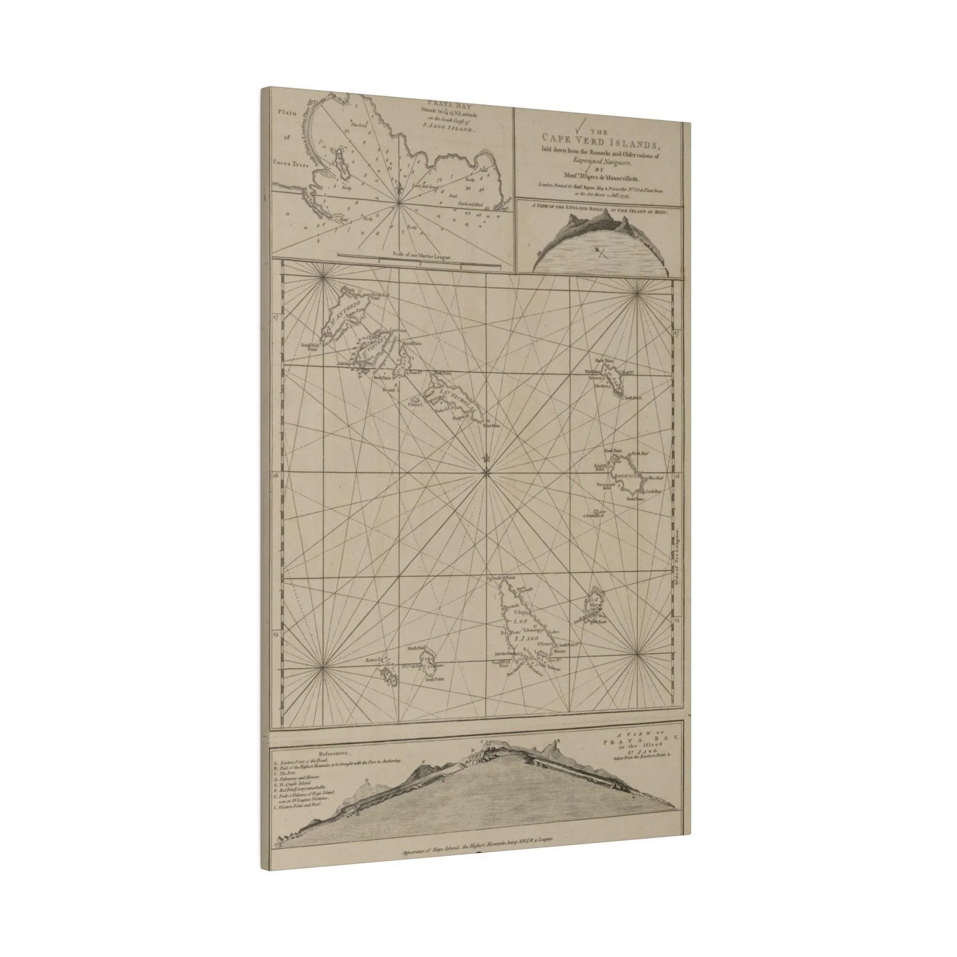 Close-up of the textured canvas featuring detailed stitching and subtle color variations of the Cape Verde Islands design.