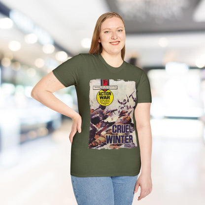 Close-up of the unisex relaxed fit, charcoal gray cotton blend fabric showcasing soft texture and subtle heather pattern