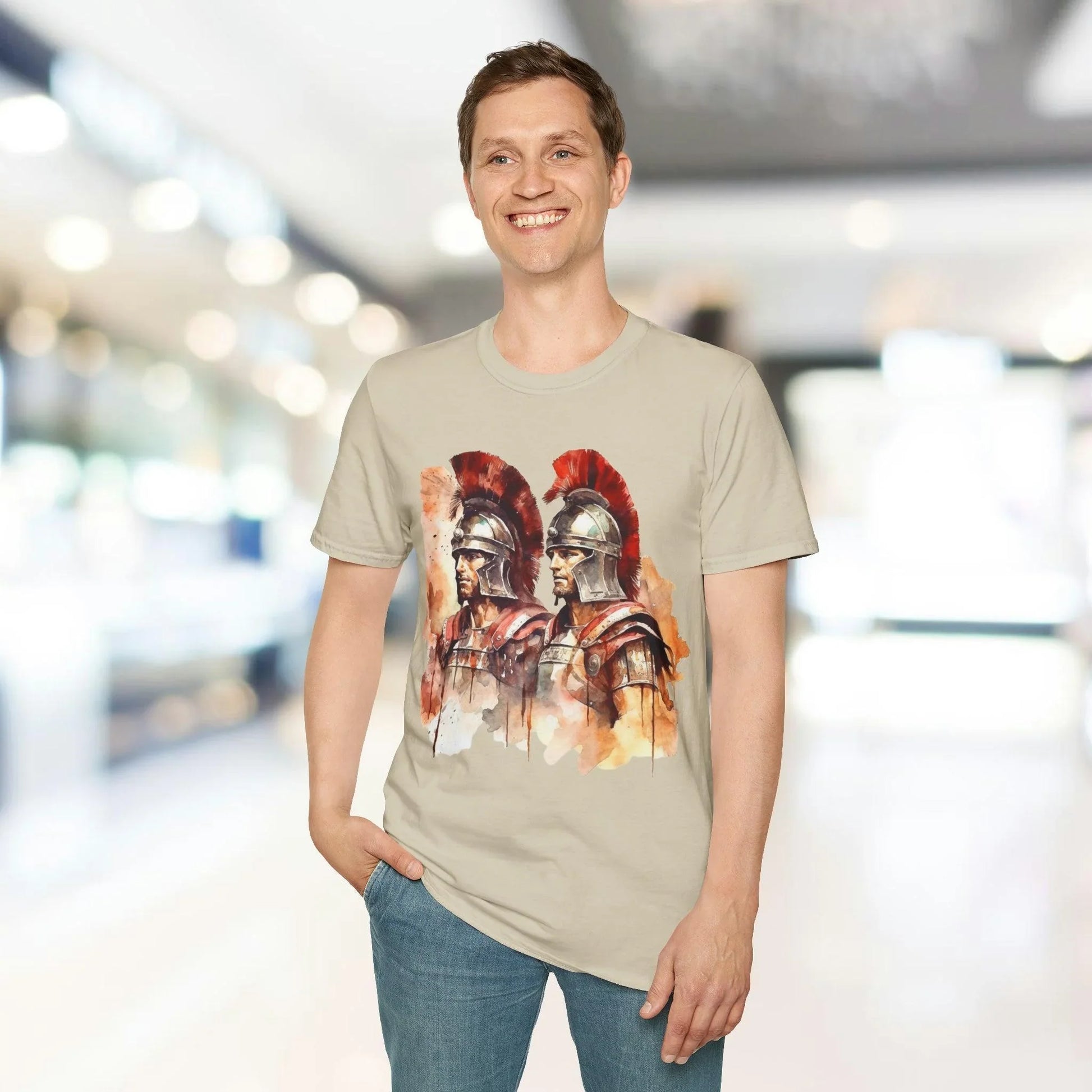 Close-up of the unisex softstyle fabric texture and deep navy color from the back hem showcasing subtle stitching details.