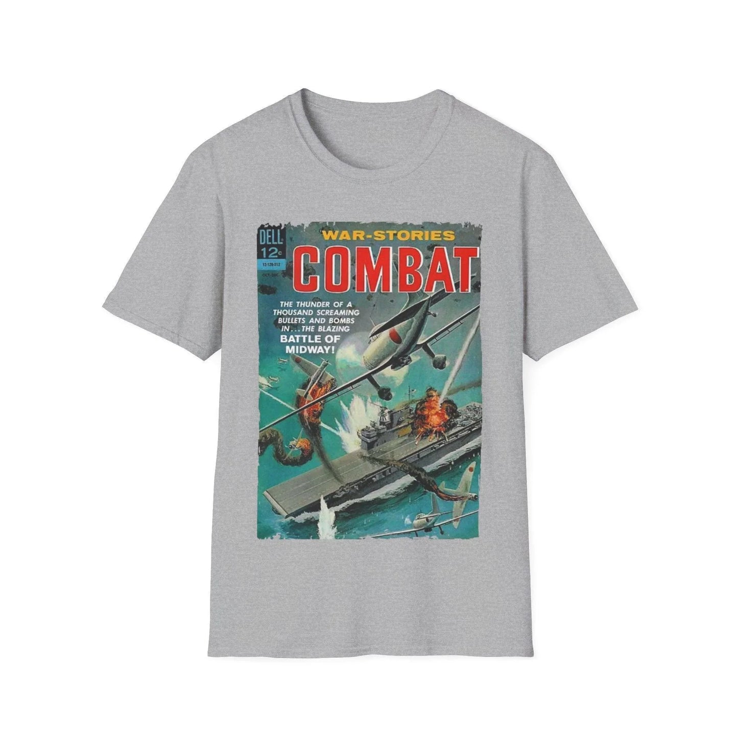 Close-up of the Combat Dec 1963 T-Shirt’s fabric texture showing soft jersey knit and subtle heather pattern from a