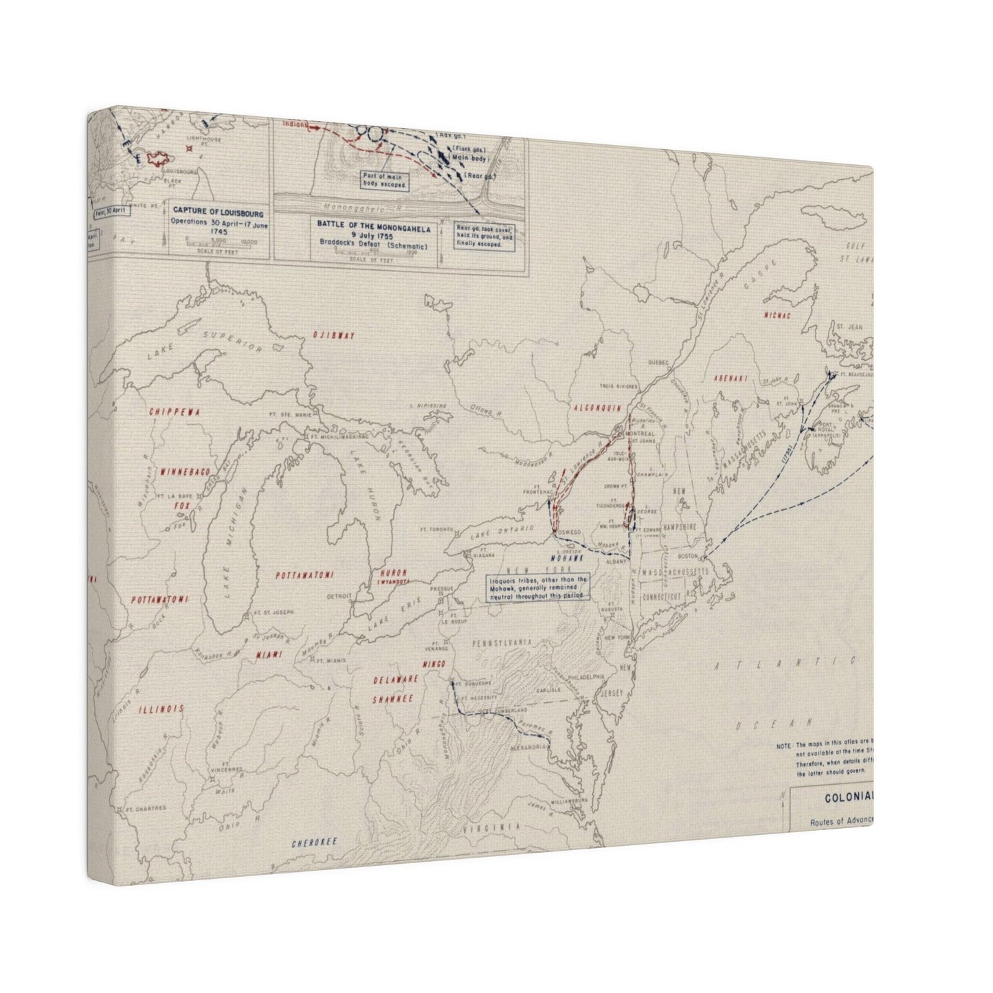 Close-up of detailed canvas texture and subtle brushstroke variations highlighting the historical style of the Colonial Wars