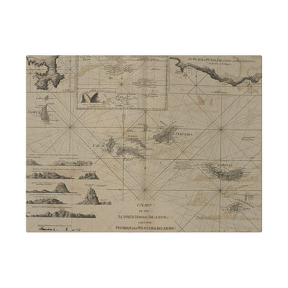 Close-up of the vibrant coral-colored coastline with detailed island contours and textured canvas finish.