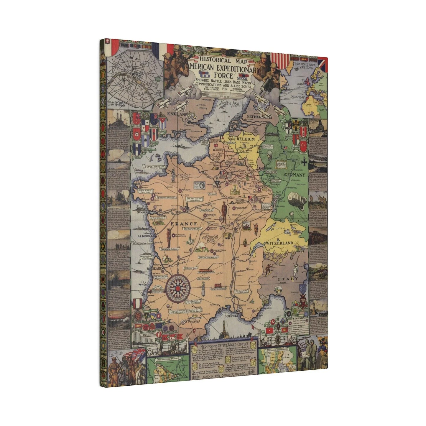 Close-up of the canvas fabric texture highlighting subtle wartime stitching details and material finish from a frosty