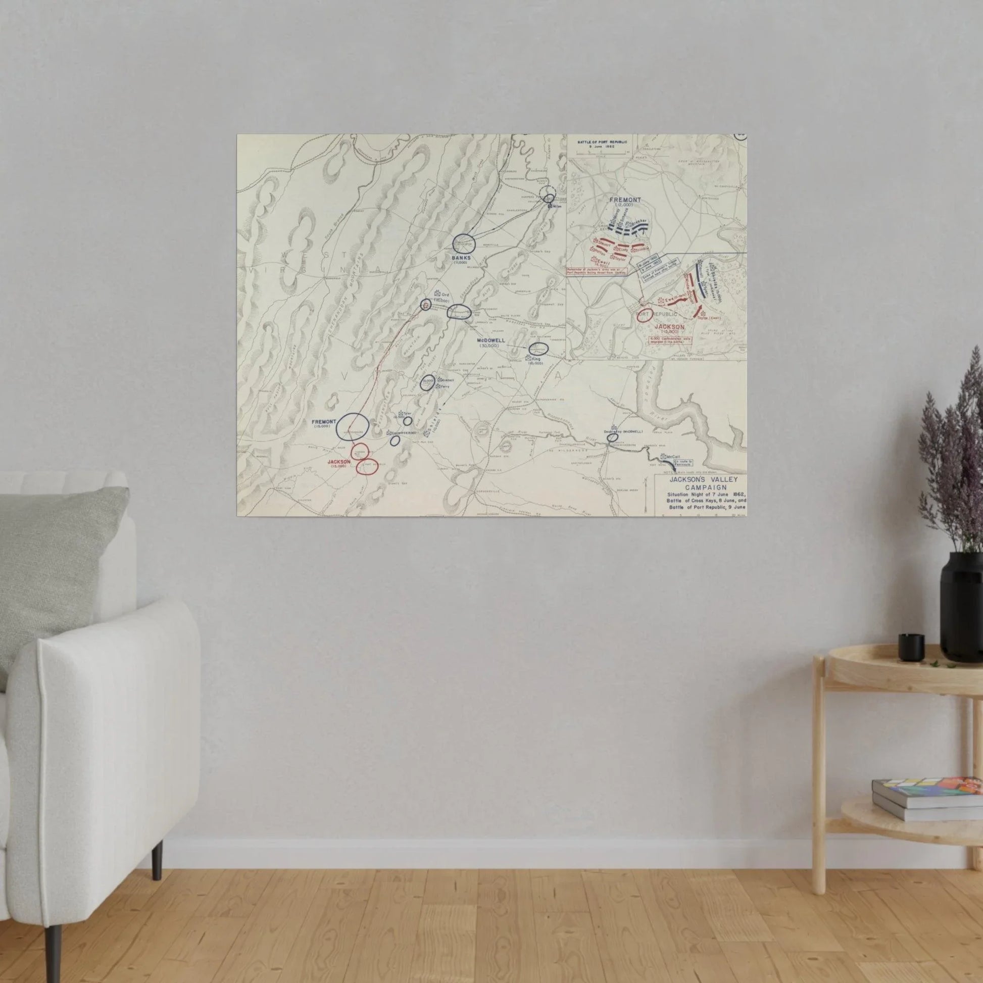 Close-up of canvas texture highlighting detailed brushstrokes and aged finish representing 1862 Civil War scene.