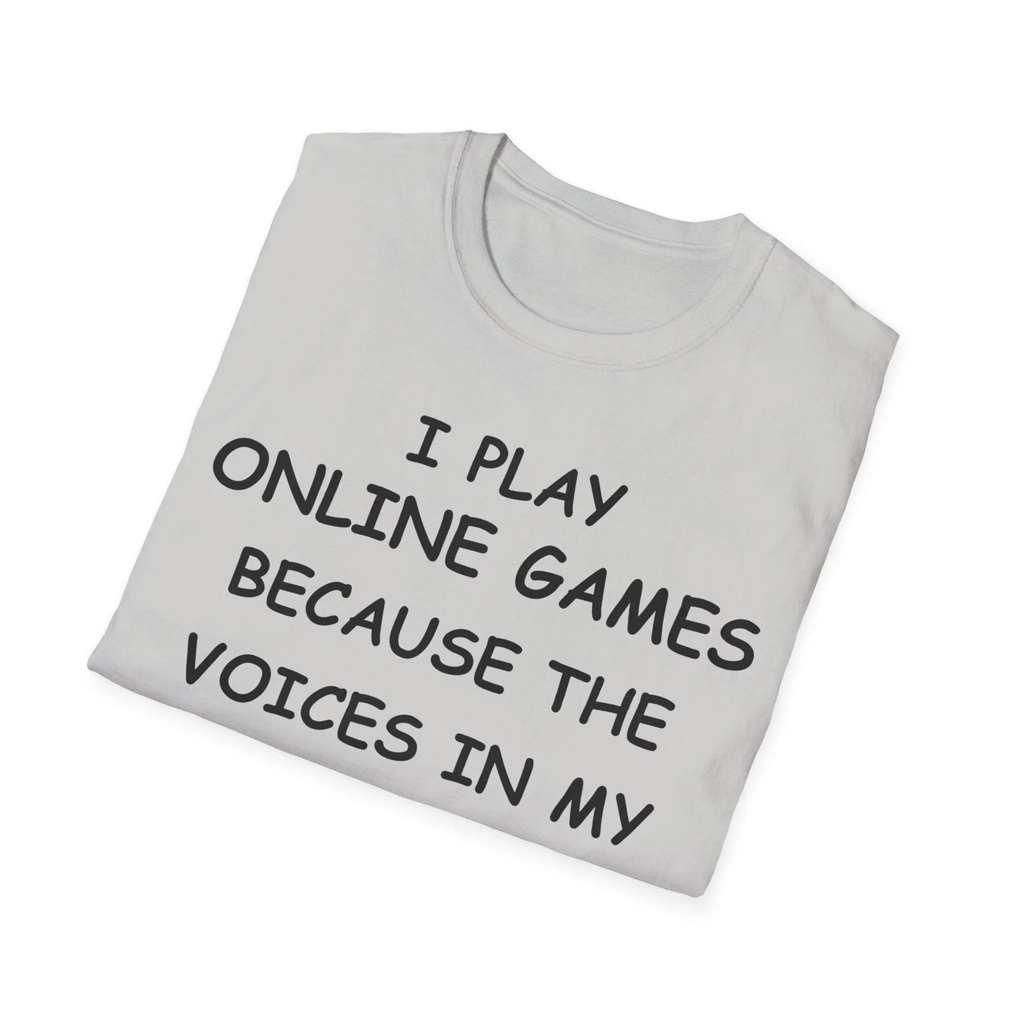 Close-up of the Black I Play Online Games T-Shirt's smooth, soft terry fabric collar with reinforced stitching at the