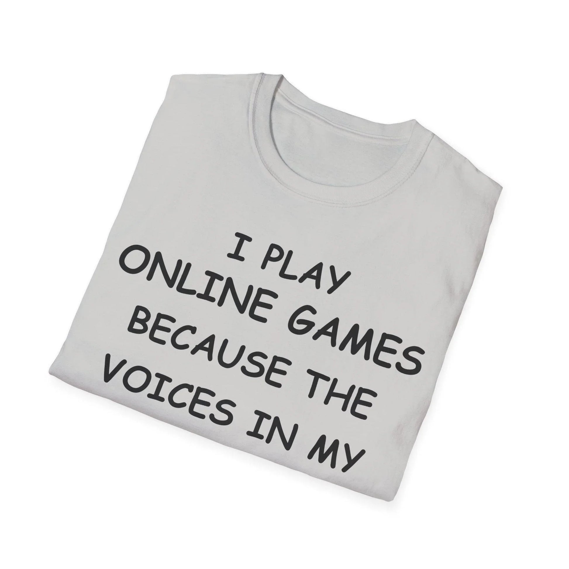 Close-up of the Black I Play Online Games T-Shirt's smooth, soft terry fabric collar with reinforced stitching at the