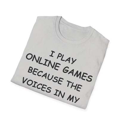 Close-up of the Black I Play Online Games T-Shirt's smooth, soft terry fabric collar with reinforced stitching at the