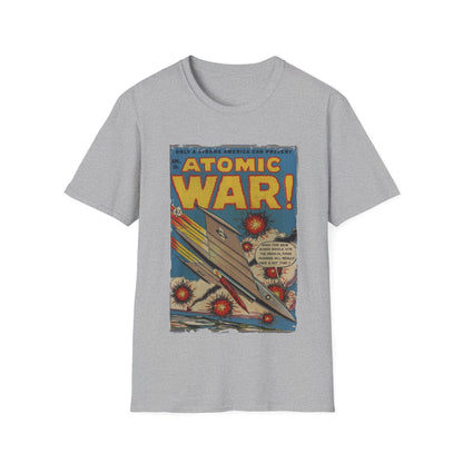 Close-up of the unisex softstyle fabric showing smooth, relaxed fit in deep navy with subtle stitched hem details