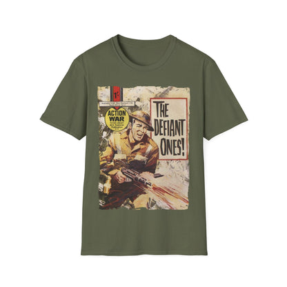 Close-up of the T-shirt's neckline showing reinforced stitching and smooth cotton fabric in deep navy, highlighting