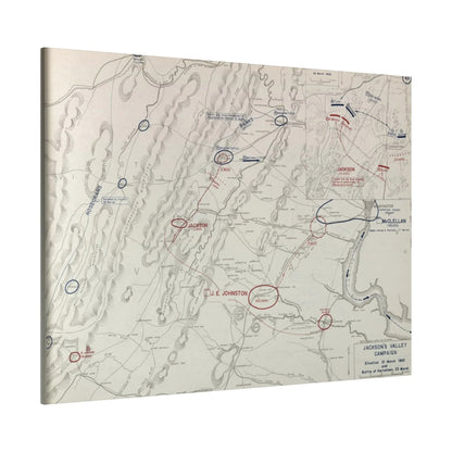 Close-up of detailed canvas texture featuring subtle battle map markings from Jackson's Valley Campaign, March 1862.