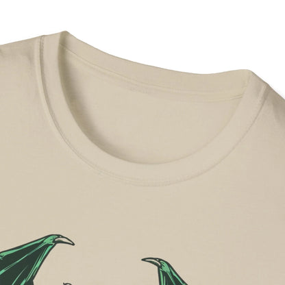 Close-up of the unisex softstyle T-shirt fabric weave highlighting its smooth, relaxed fit in dark navy with subtle