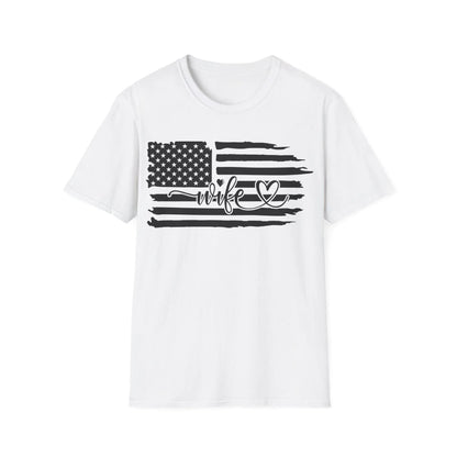 Distressed black and white American flag unisex cotton crew neck T-shirt by Printify, regular fit, short sleeves, DTG print