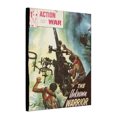 Close-up of the textured canvas material showing detailed fiber weave and matte finish of Action War #24 print.