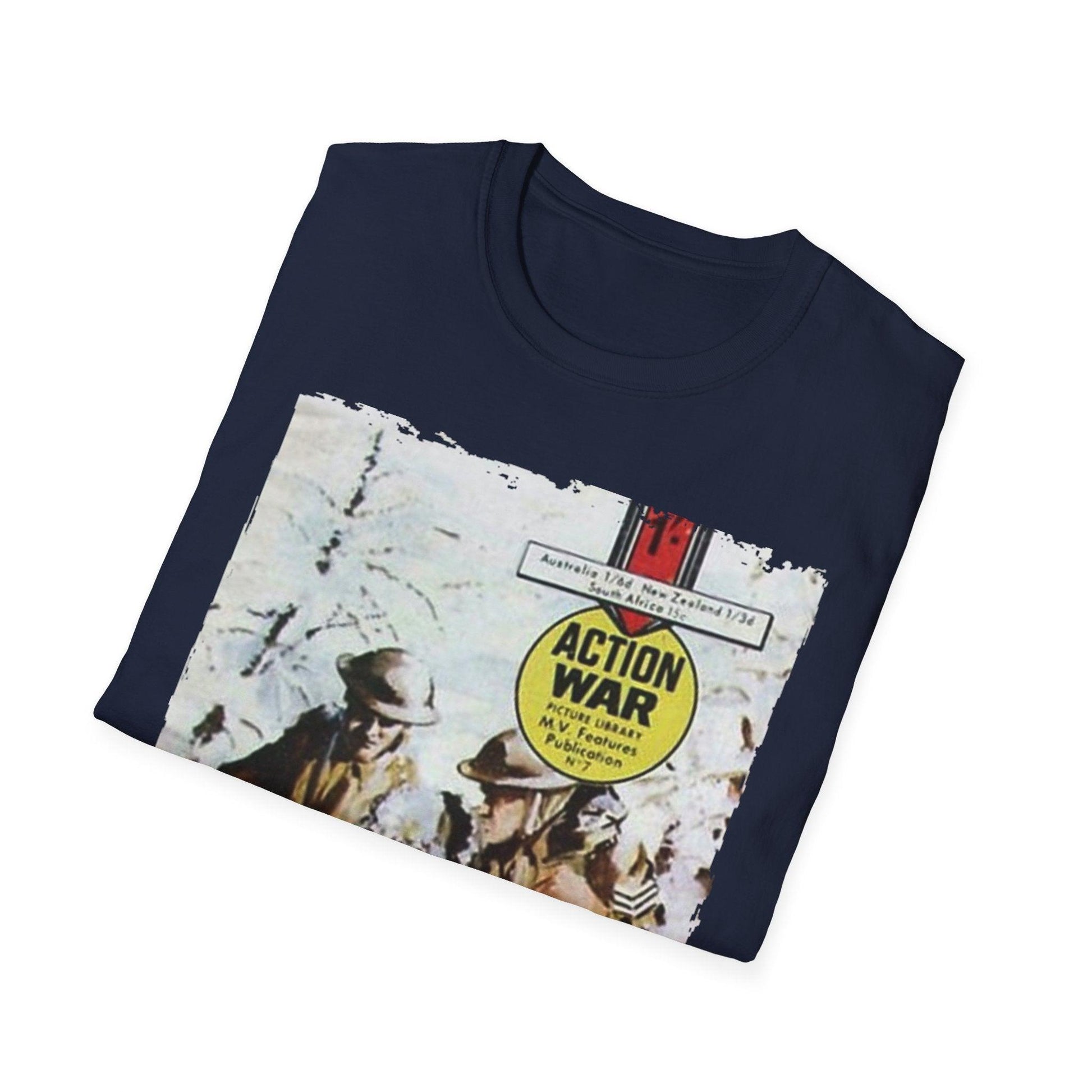 Softstyle unisex T-shirt fabric detail highlighting smooth knit texture and vibrant teal color from a slightly elevated