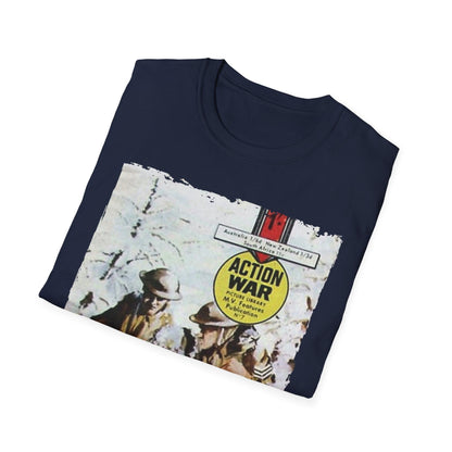 Softstyle unisex T-shirt fabric detail highlighting smooth knit texture and vibrant teal color from a slightly elevated