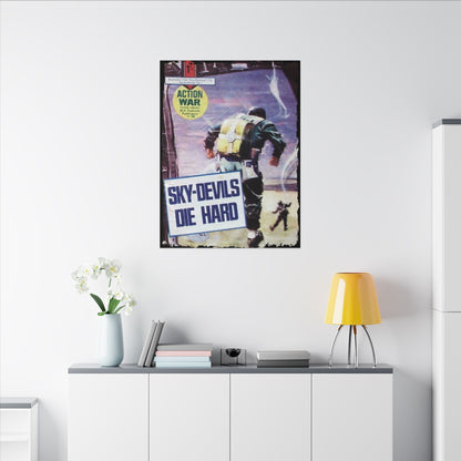 Close-up of the vibrant, textured canvas surface highlighting the detailed print of Action War #13 with crisp, eye-catching