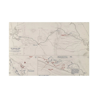 Close-up of canvas texture and detailed brushstrokes depicting Scott’s March 1847 campaign scene from the Mexican War.