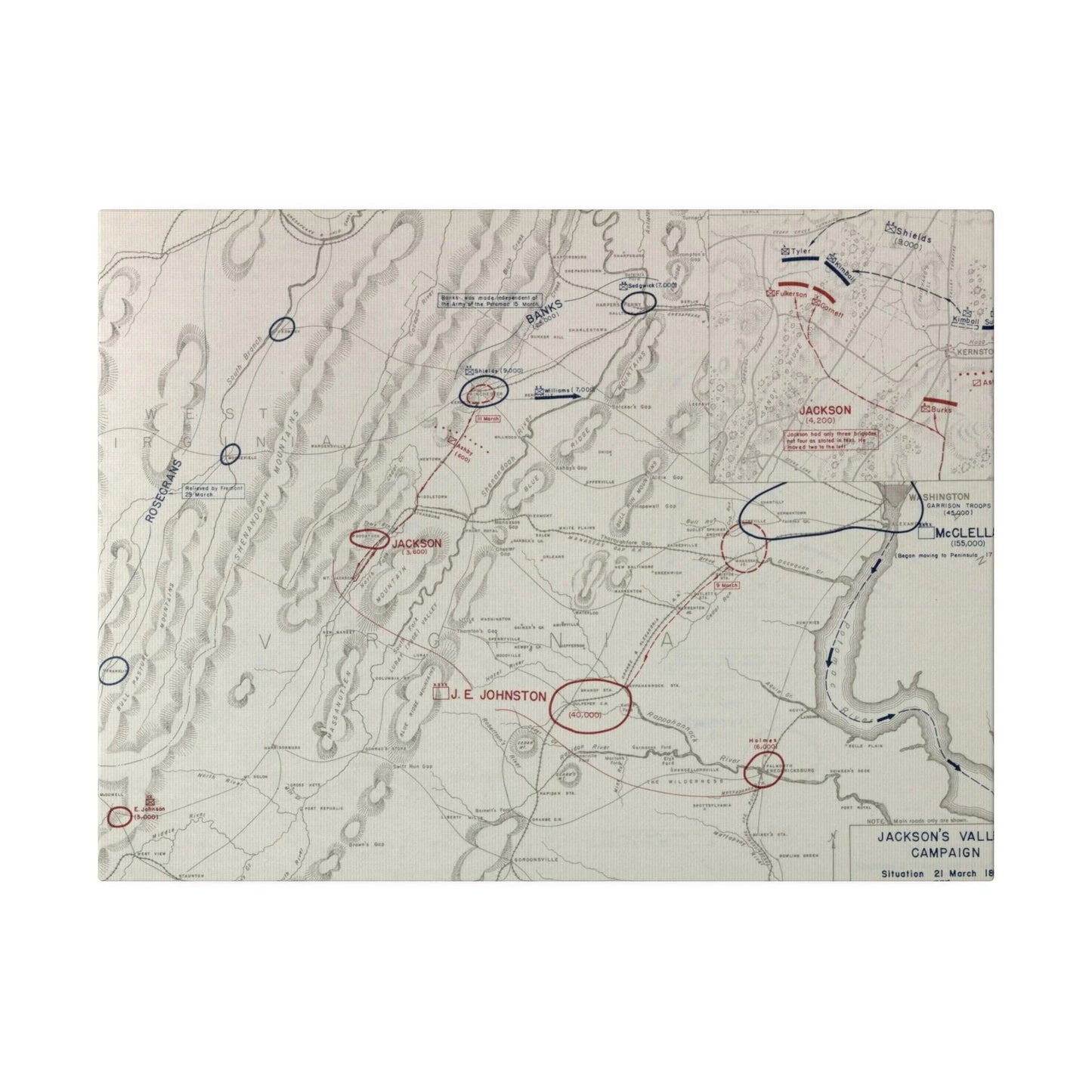 Close-up of textured canvas surface highlighting detailed brush strokes and aged finish of the Civil War Battle of Kernstown