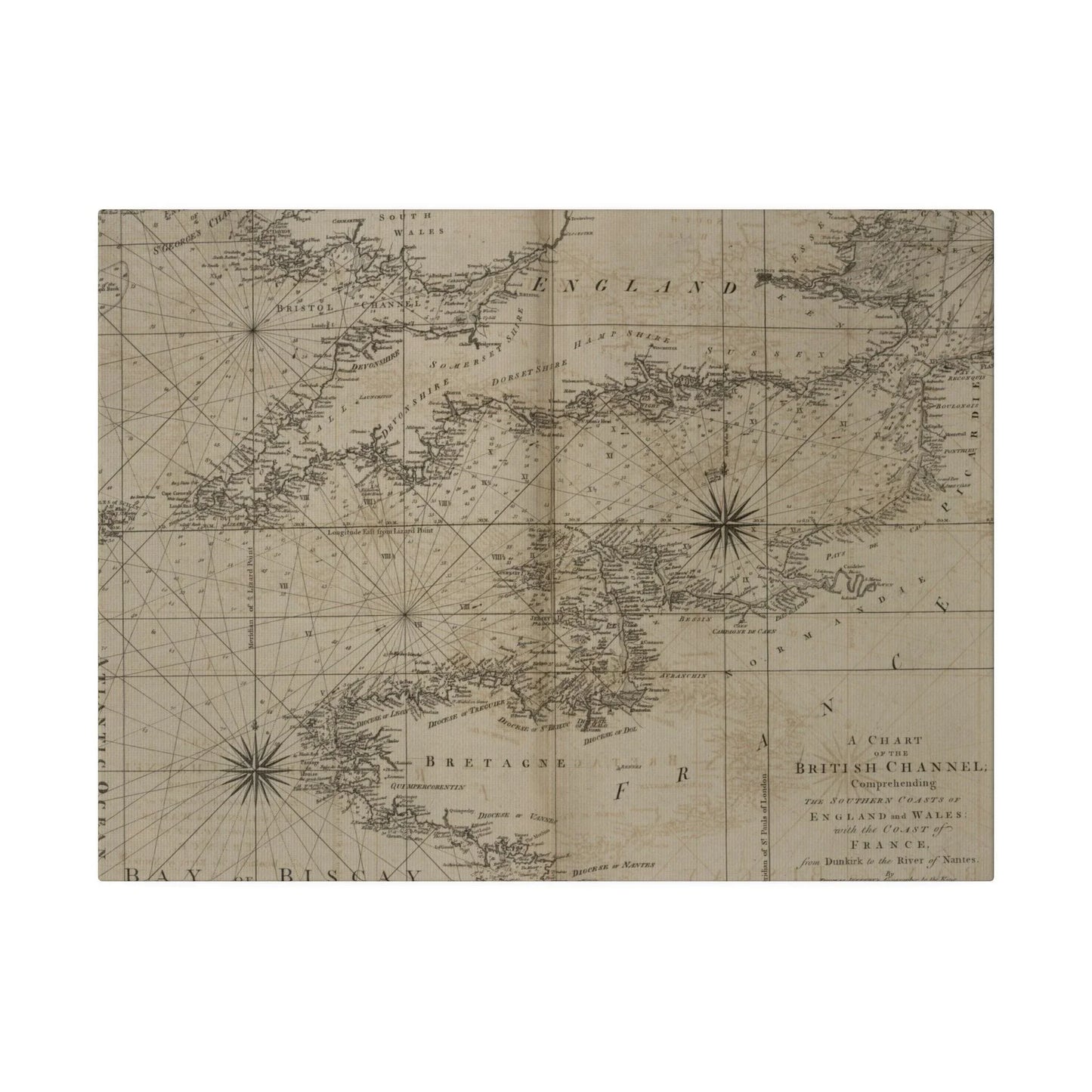 Detailed close-up of the chart’s textured canvas surface highlighting subtle brushstroke patterns and vintage color tones.