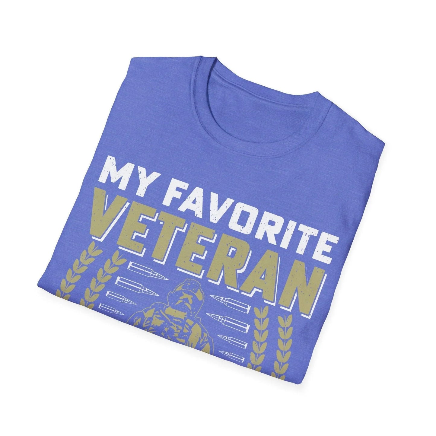Close-up of the cream-colored Favorite Veteran Dad unisex T-shirt fabric, highlighting the smooth knit texture and