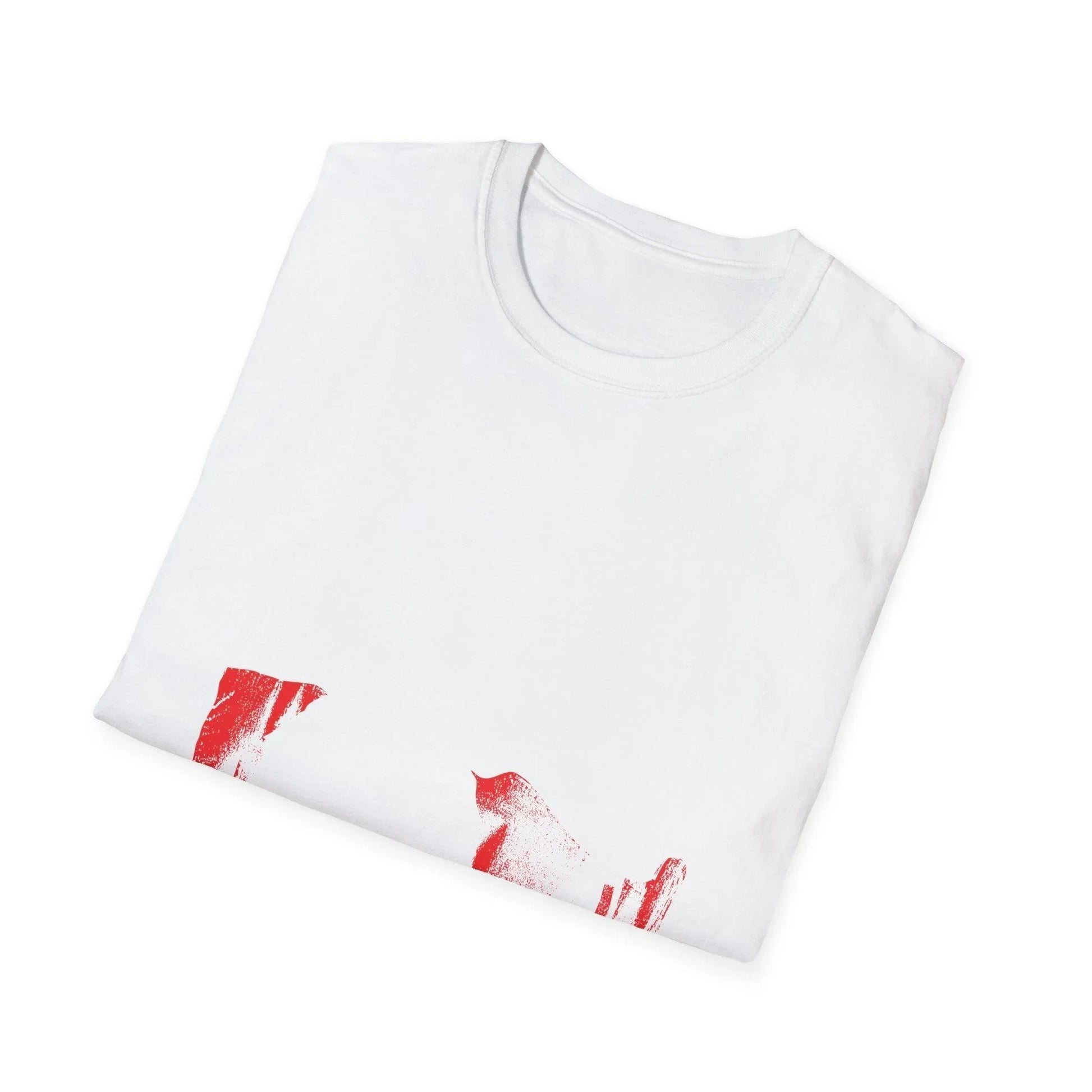 Close-up of the unisex softstyle T-shirt’s fabric weave showing smooth texture and vibrant blue color from a slightly angled