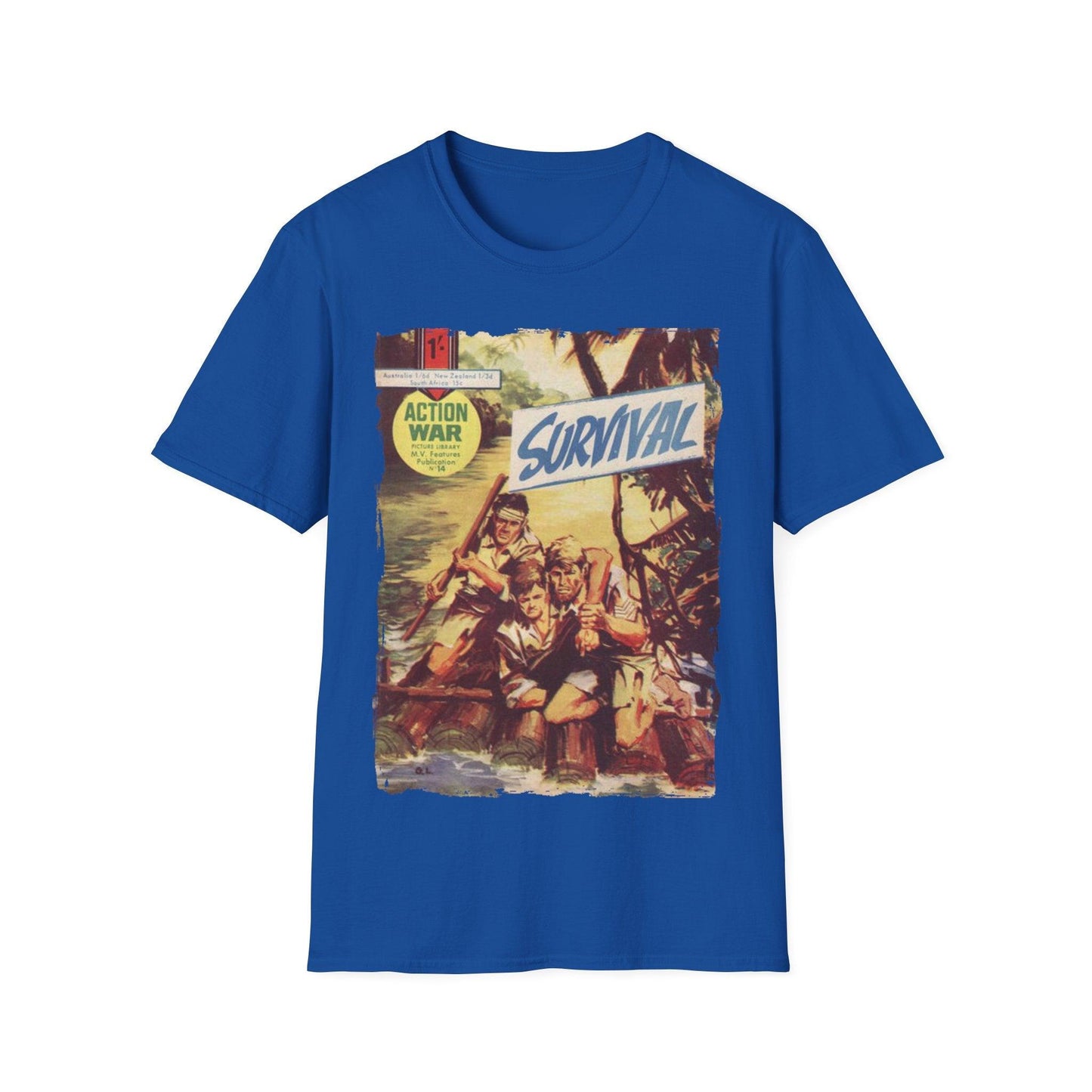 Close-up of fabric texture highlighting the softcotton blend and relaxed fit, showcasing the vivid red color and crew