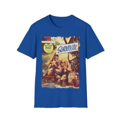 Close-up of fabric texture highlighting the softcotton blend and relaxed fit, showcasing the vivid red color and crew