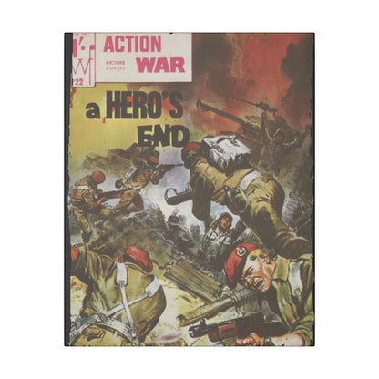 Close-up of the textured canvas surface highlighting detailed brushstroke patterns and subtle color variations on the Action