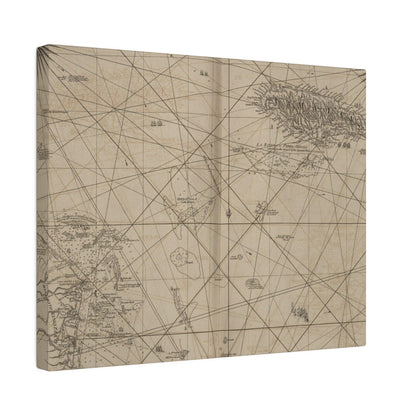 Close-up of vibrant island map detail highlighting Jamaica and Cape Gracias à Ríos with textured canvas surface