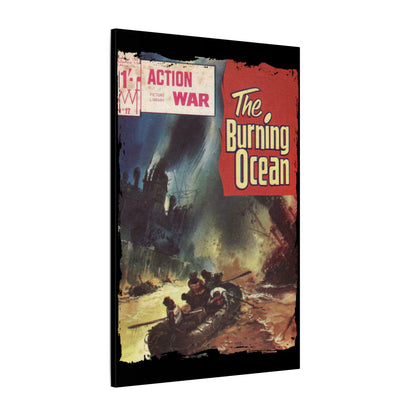 Close-up of the canvas texture featuring vibrant orange and black tones from Action War #17 comic cover detail