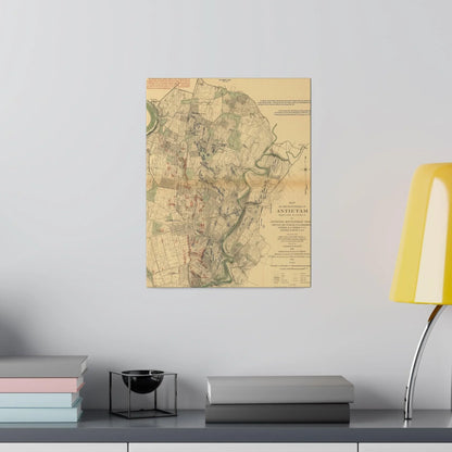 Close-up of textured canvas surface highlighting detailed brushstrokes and weathered finish of the Antietam Battlefield