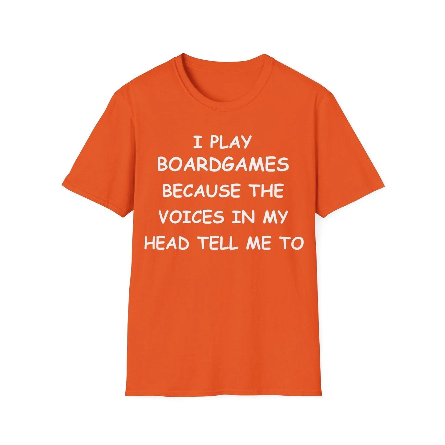 Close-up of the white I Play Boardgames T-shirt's soft cotton fabric showing subtle texture and vibrant color from a