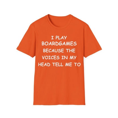 Close-up of the white I Play Boardgames T-shirt's soft cotton fabric showing subtle texture and vibrant color from a