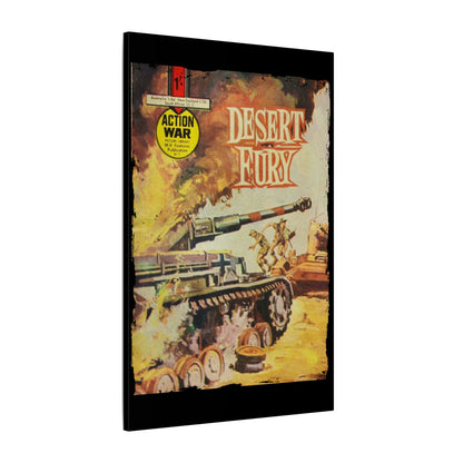 Close-up of canvas texture highlighting detailed print finish of Action War #2 artwork, showcasing vibrant color depth