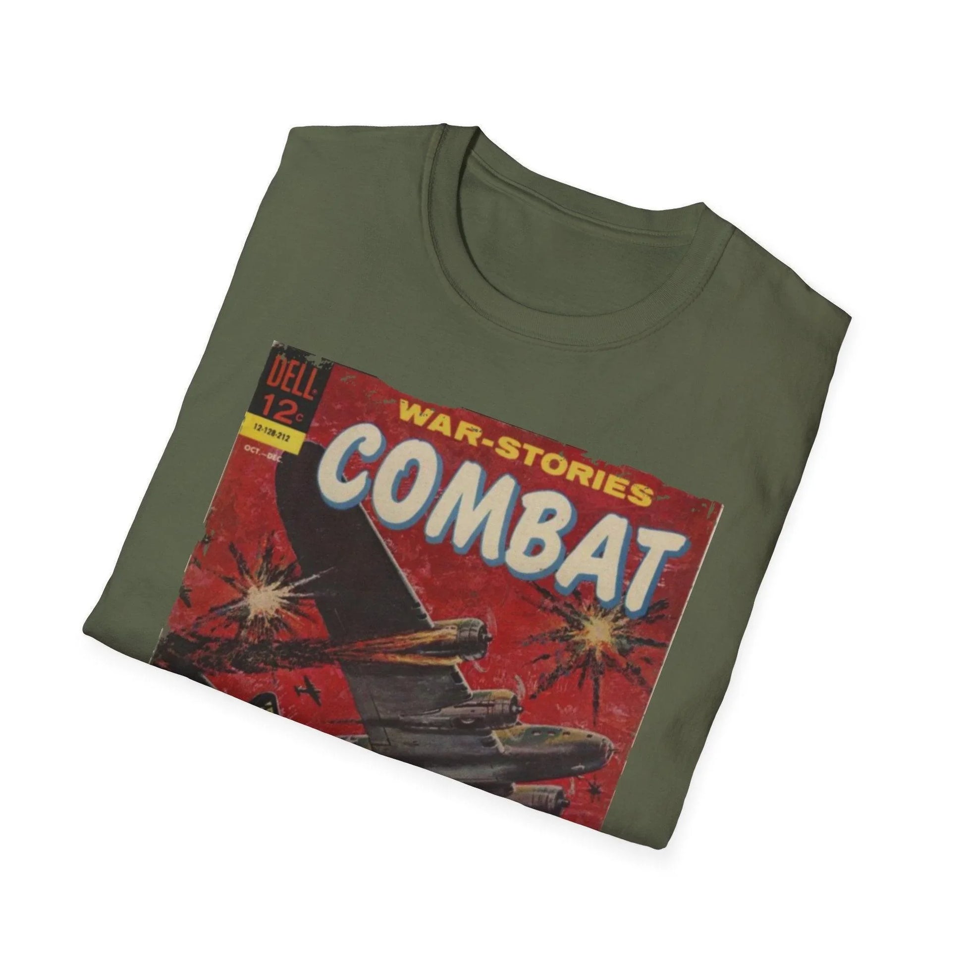 Close-up of the unisex softstyle fabric label on the chest, highlighting the smooth matte finish and precise stitching