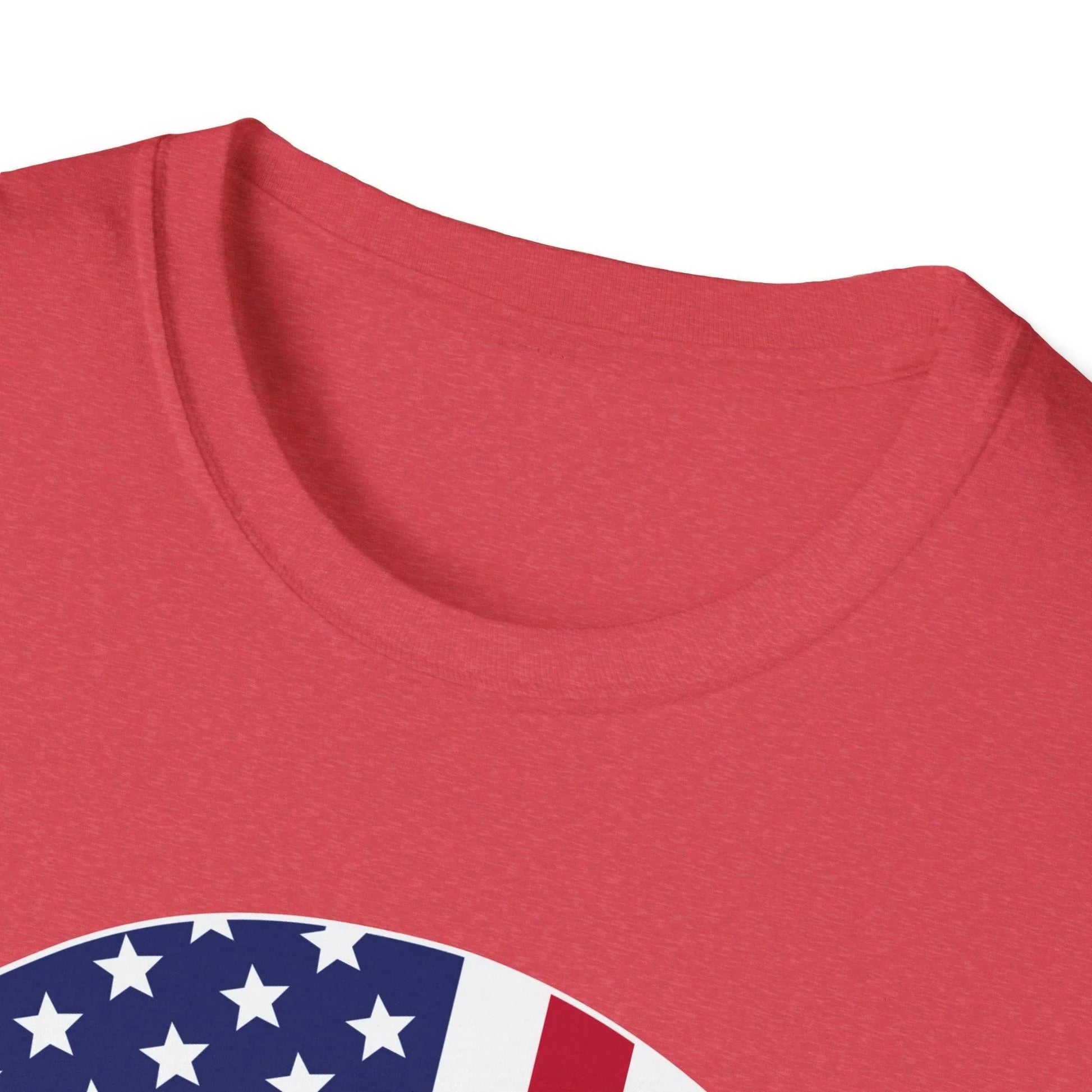 Close-up of the American Skull Flag graphic on the chest pocket area, showcasing vibrant colors on the soft cotton fabric