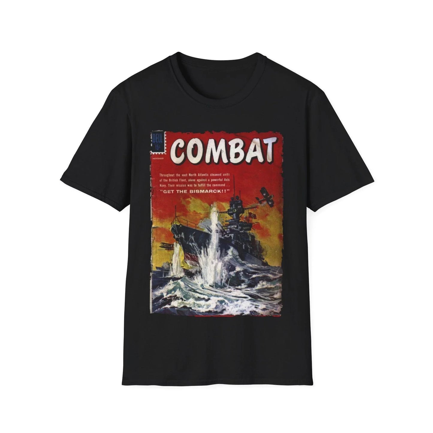 Printify Combat Nov 1961 unisex cotton crew neck T-shirt in navy with regular fit and DTG print design
