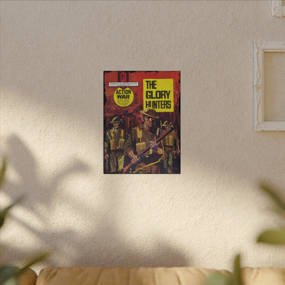 Close-up of the Action War #10 canvas corner showing textured fabric weave and vibrant color detail