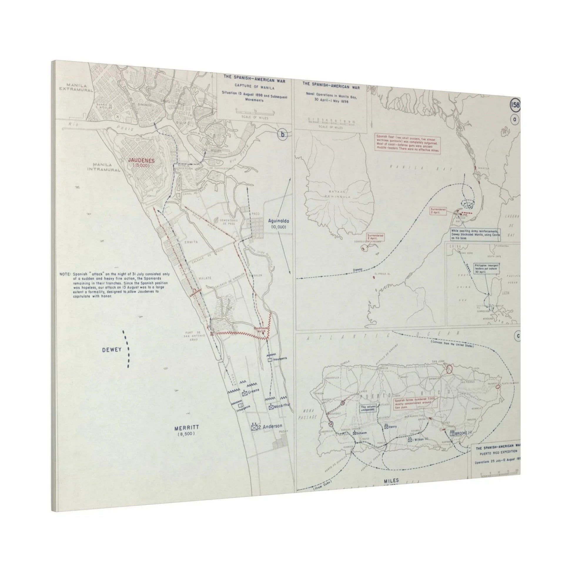 Spanish-American War, Philippines and Puerto Rico, Puerto Rico Expedition 25 July - 12 Aug, Naval Operations in Manila Bay 30 Apr - 1 May, Capture of Manila 13 Aug 1898 - Pacific Sky Games