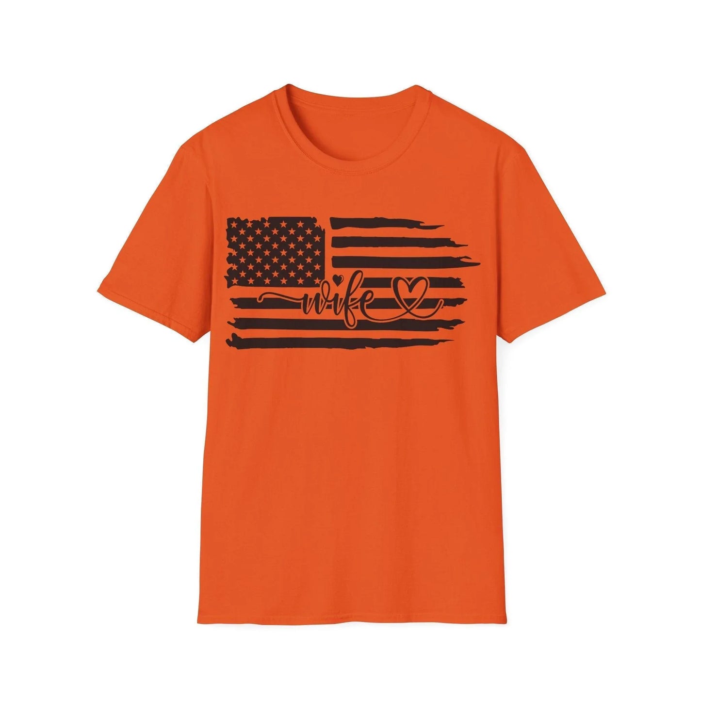 Close-up of the distressed American flag black-and-white print on the chest area, highlighting the vintage texture and