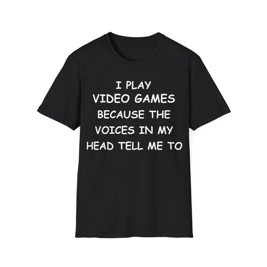 Printify white unisex cotton crew neck T-shirt with relaxed fit and soft fabric, featuring "I Play Video Games" print