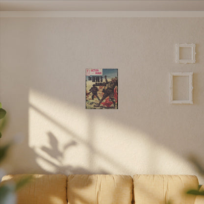 Close-up of the textured canvas surface showcasing the detailed brushstroke pattern and subtle color variations of Action