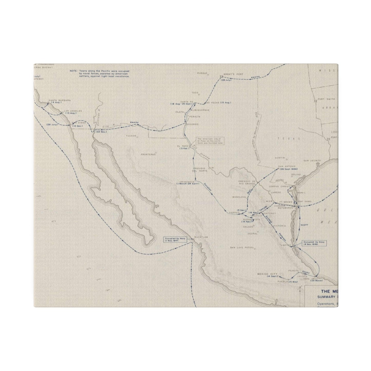 Close-up of textured canvas surface highlighting vintage-style map details and subtle color variations.