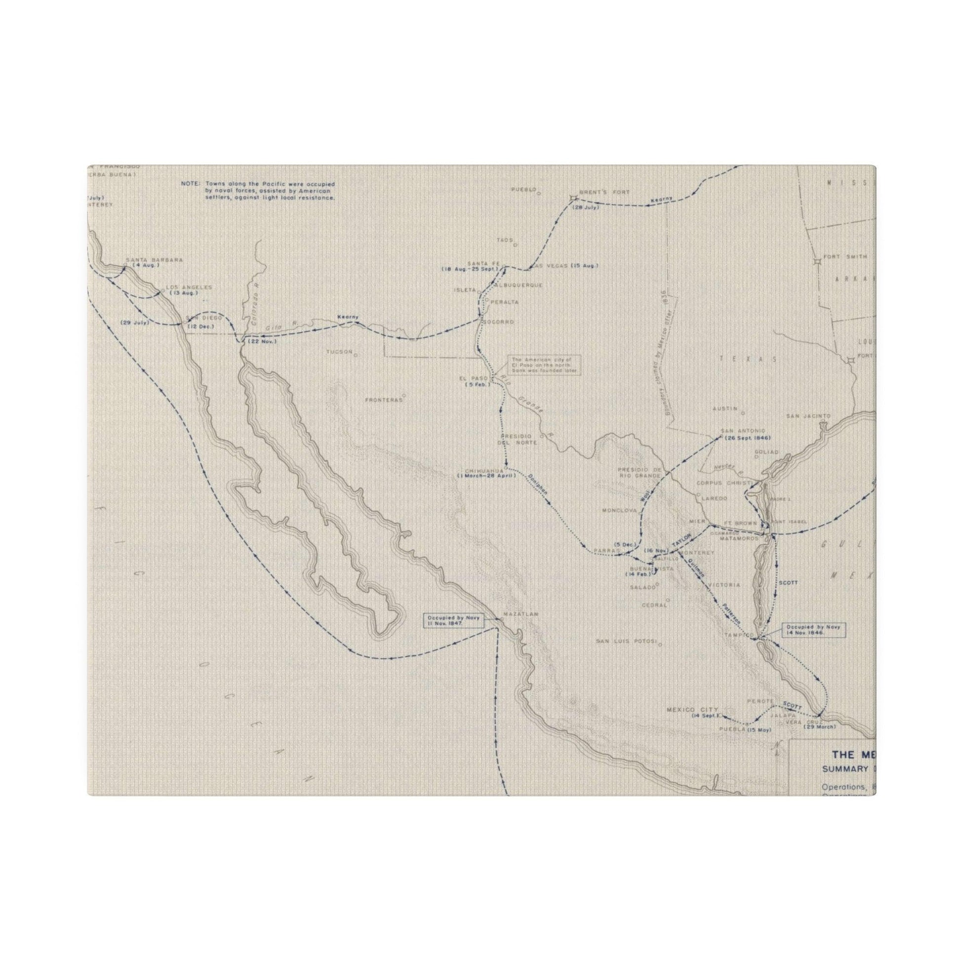 Close-up of textured canvas surface highlighting vintage-style map details and subtle color variations.