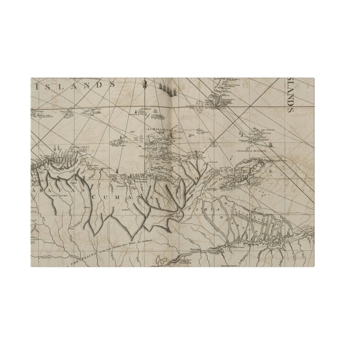 Close-up of vibrant coastal waters and textured shoreline details along the Rio Orinoco delta from a high-angle perspective.