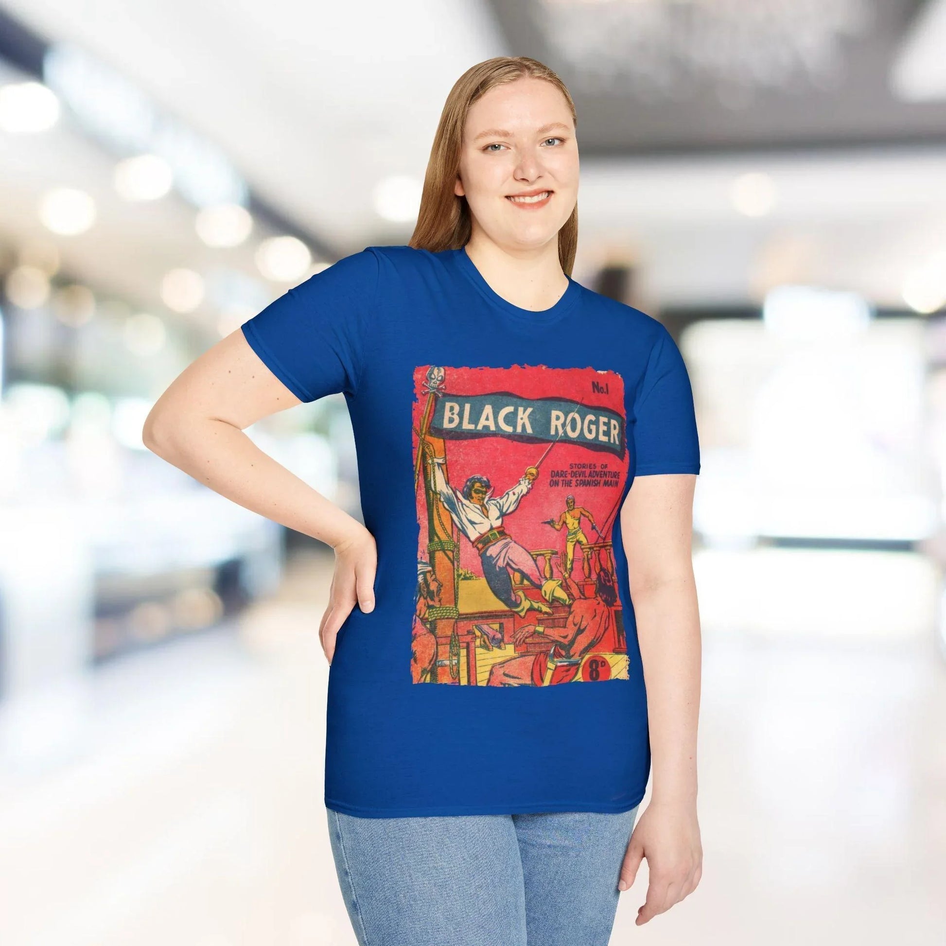 Close-up of the Black Roger No.1 1952 T-shirt fabric showing smooth cotton texture and subtle stitching at the sleeve hem